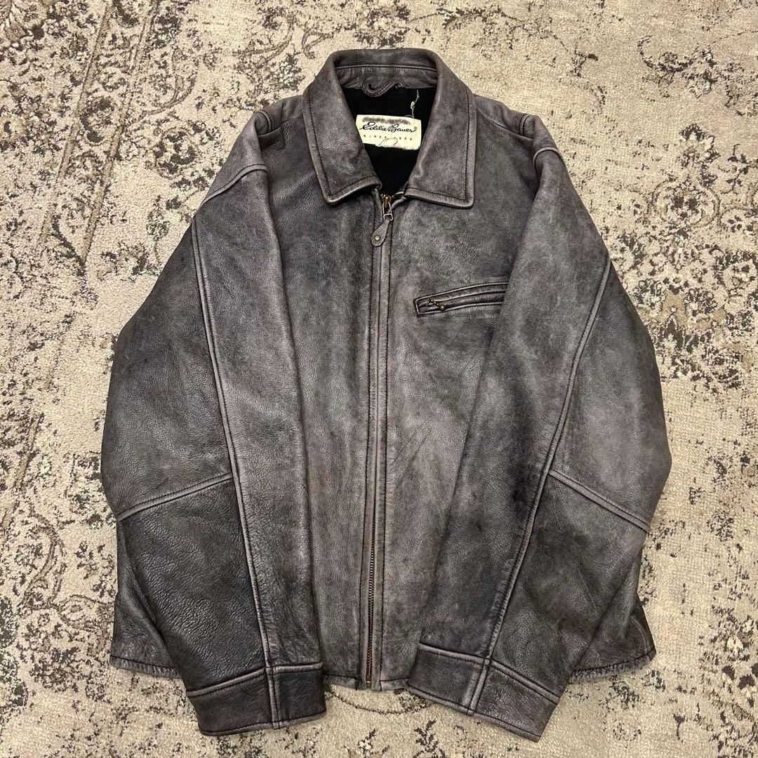 Eddie Bauer エディバウワー 白タグ レザージャケット　牛革　カウ