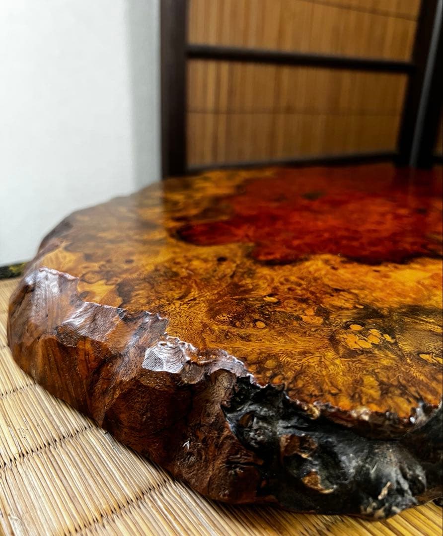 天然時代 古木 花梨 玉杢 瘤 花台 香台 盆栽台 平台