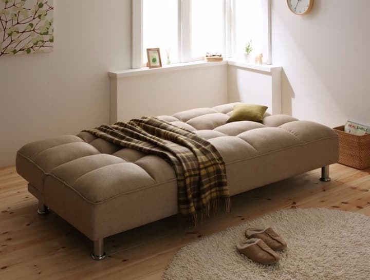 シンプルソファベッド　ナチュラルベージュ