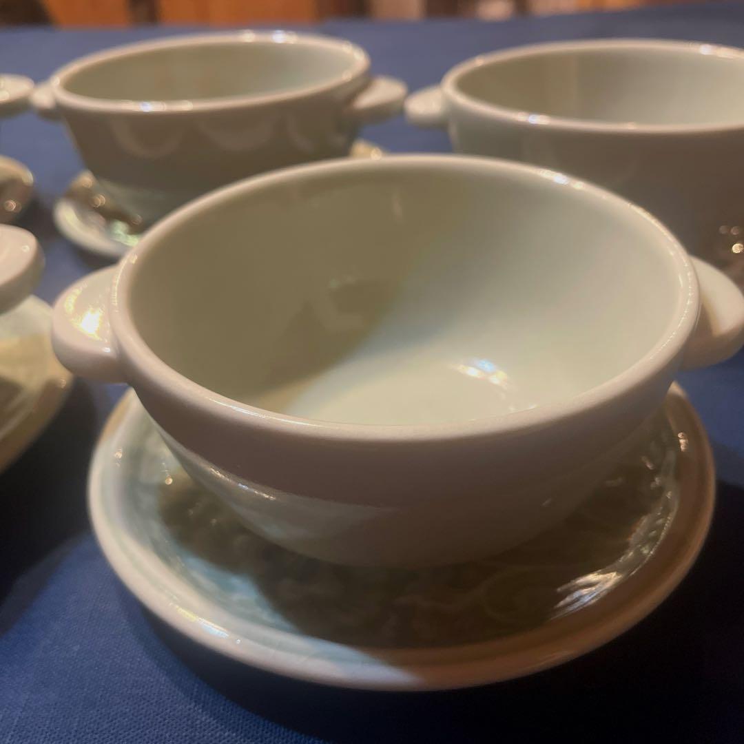 セラドン焼　スープカップ5個＆小皿5枚