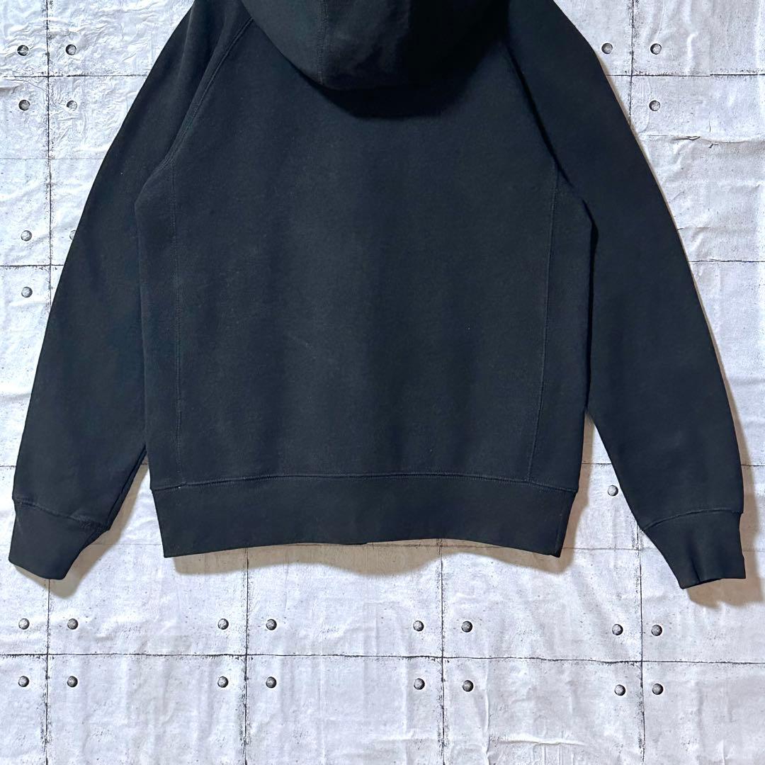 古着 ラッセルアスレチック ジップパーカー 無地 スウェット 刺繍 裏起毛 黒