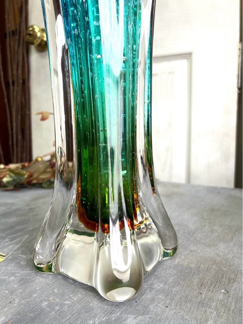 bob＊マルティガラス 花瓶 45cm 重圧 気泡 インテリア 置物