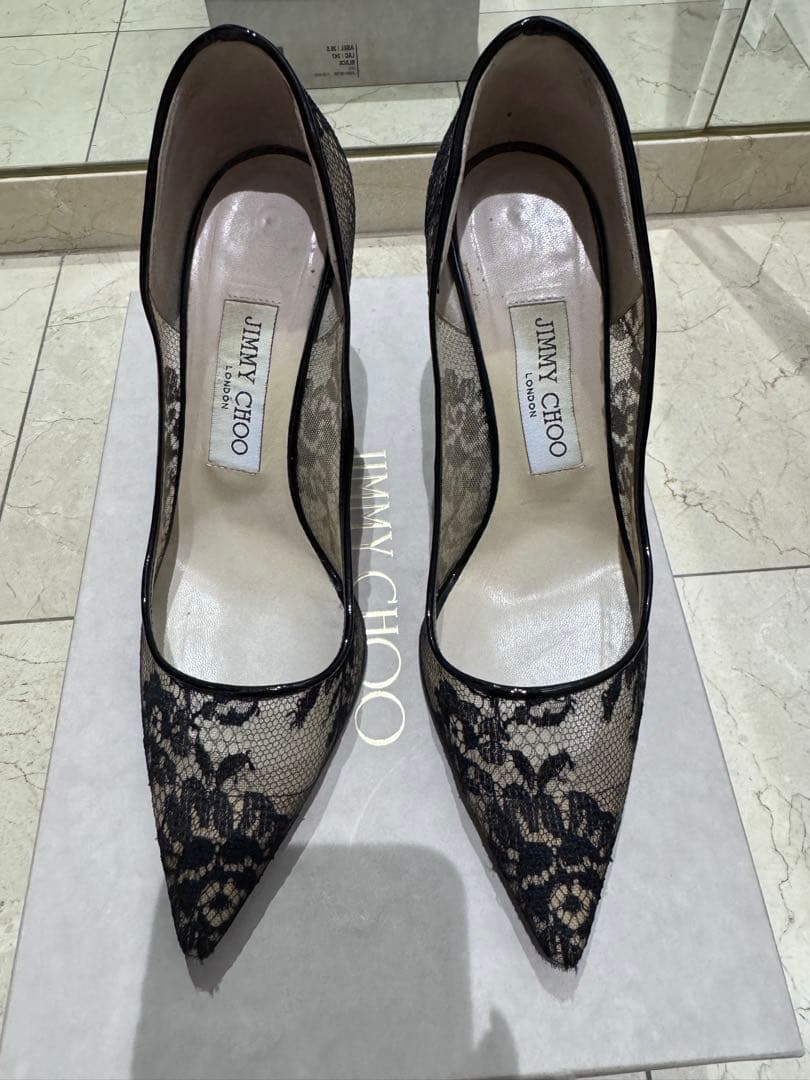 JIMMY CHOO ブラックレース ハイヒール