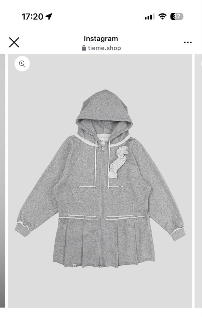 新品Tie.me doublezip pleated onepiece GRAY