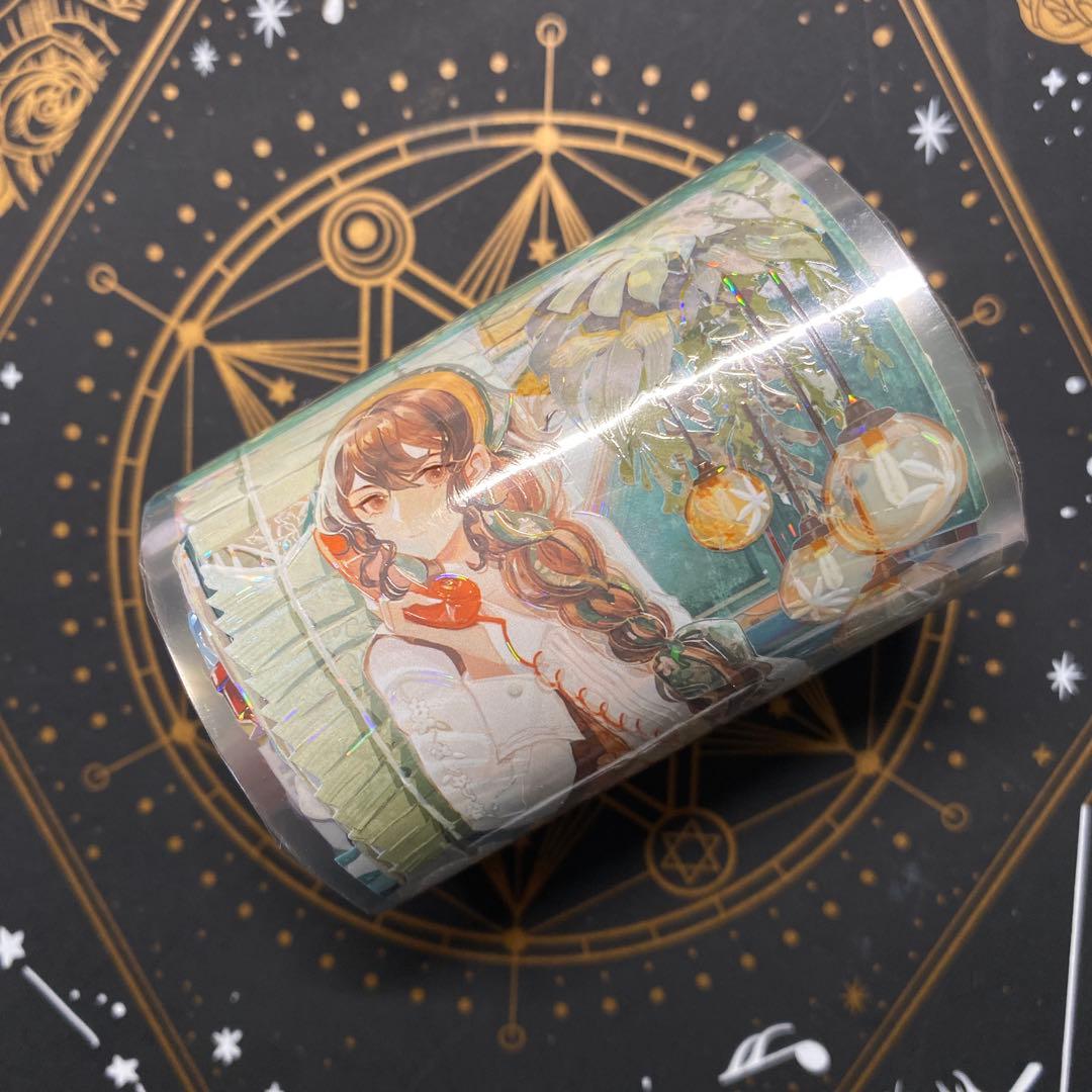 【E】海外　10m巻　貝殻光マスキングテープ　人物系/動物装飾系