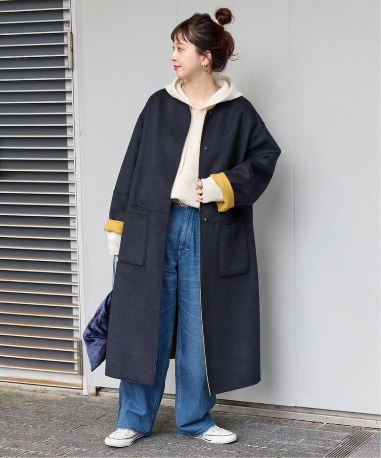 【美品】B.C.STOCKブレンドリバーシブルコートネイビー×イエローsizeS