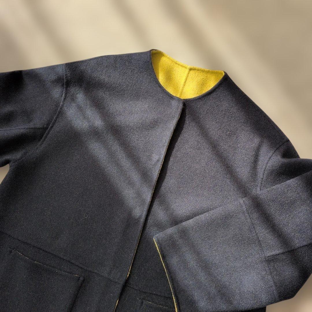 【美品】B.C.STOCKブレンドリバーシブルコートネイビー×イエローsizeS