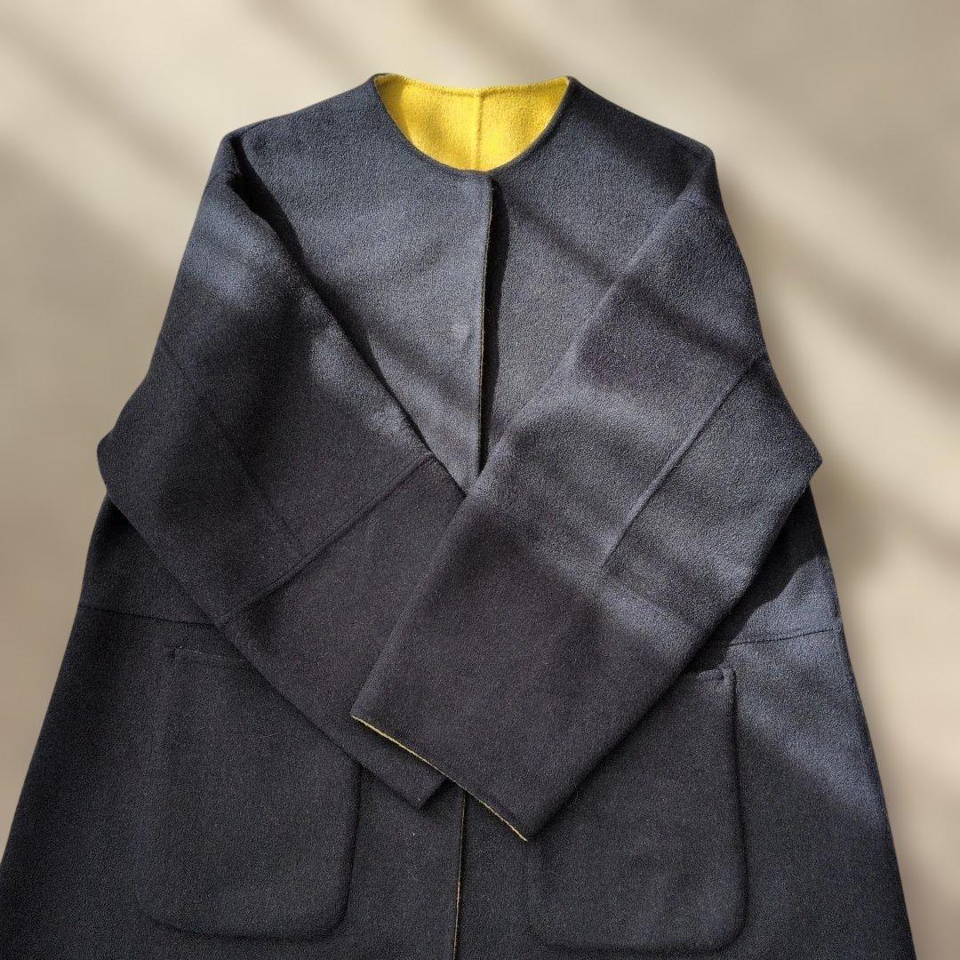 【美品】B.C.STOCKブレンドリバーシブルコートネイビー×イエローsizeS