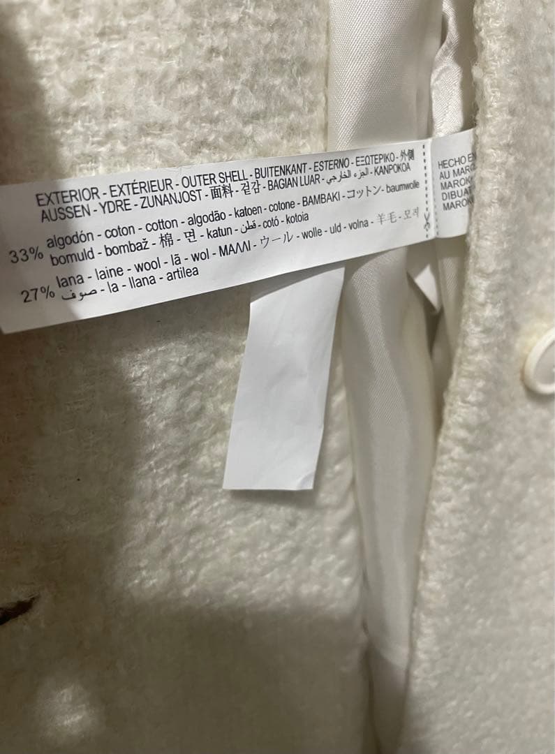 【完売品】ZARA ザラ☆ストレート☆フェルトテクスチャー☆コート☆エクリュ☆M