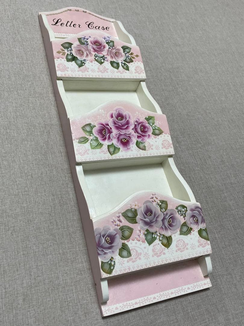 *ハンドメイド* トールペイント ビューティフルローズ レターケース 新品未使用