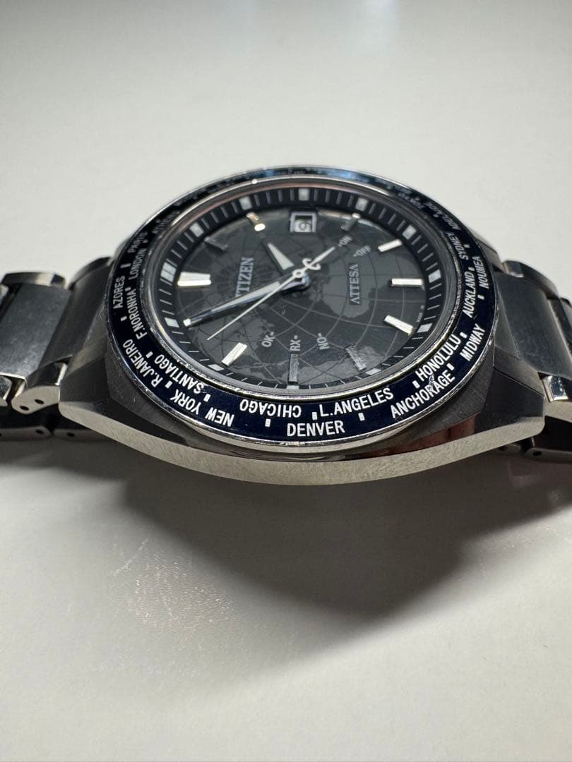 CITIZEN ATTESA ワールドタイム 電波ソーラー　希少世界地図文字盤