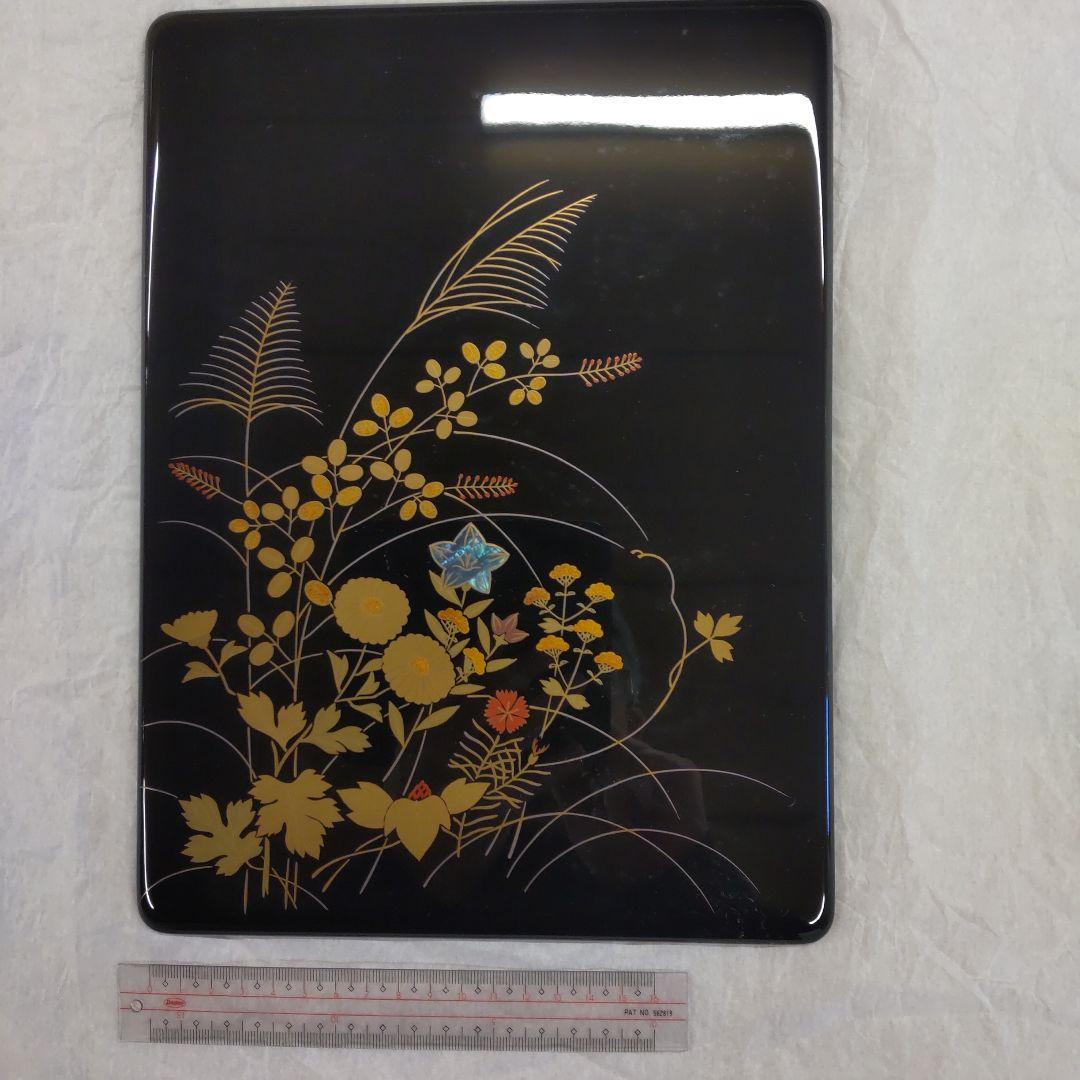 輪島塗漆器 文箱 花柄 金箔装飾
