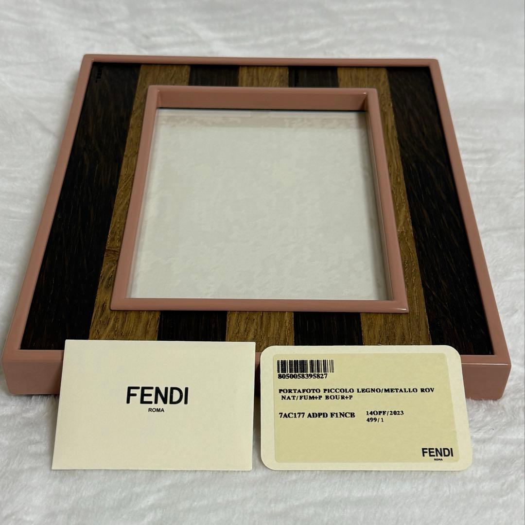 フェンディ★フォトフレーム★木製★茶色×ピンク系★未使用美品★箱付き★希少品