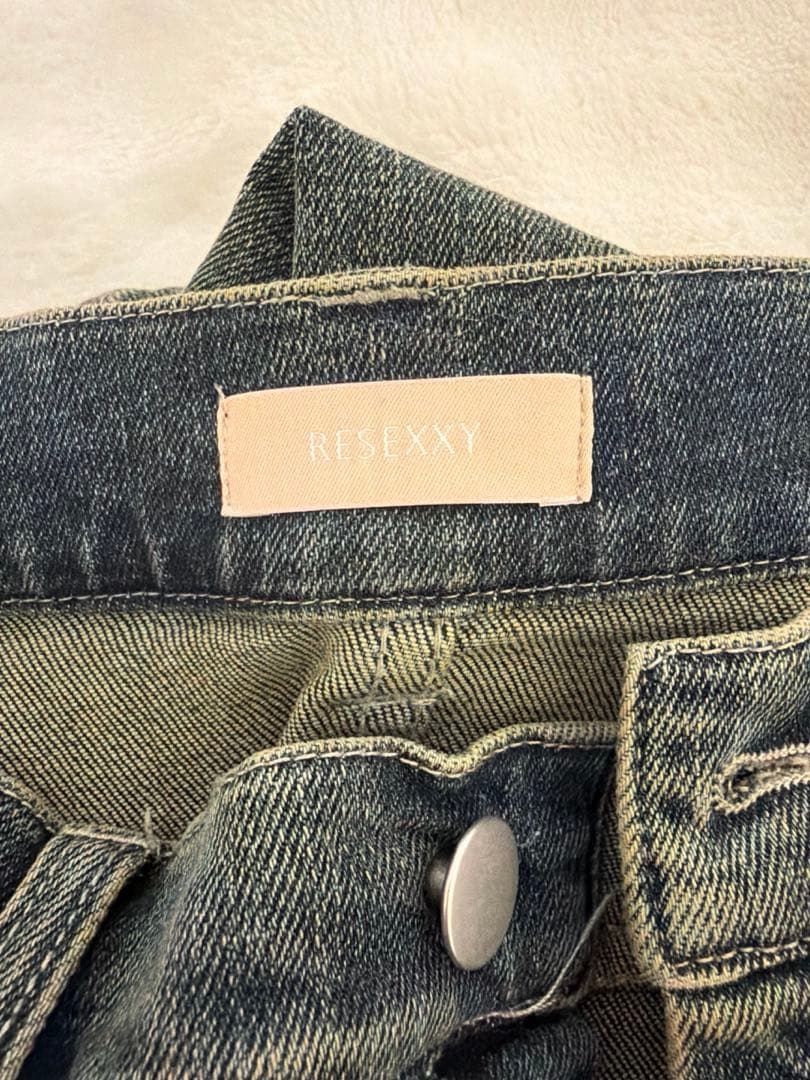 RESEXXY カットアウトリボンデニムパンツ ブルー S