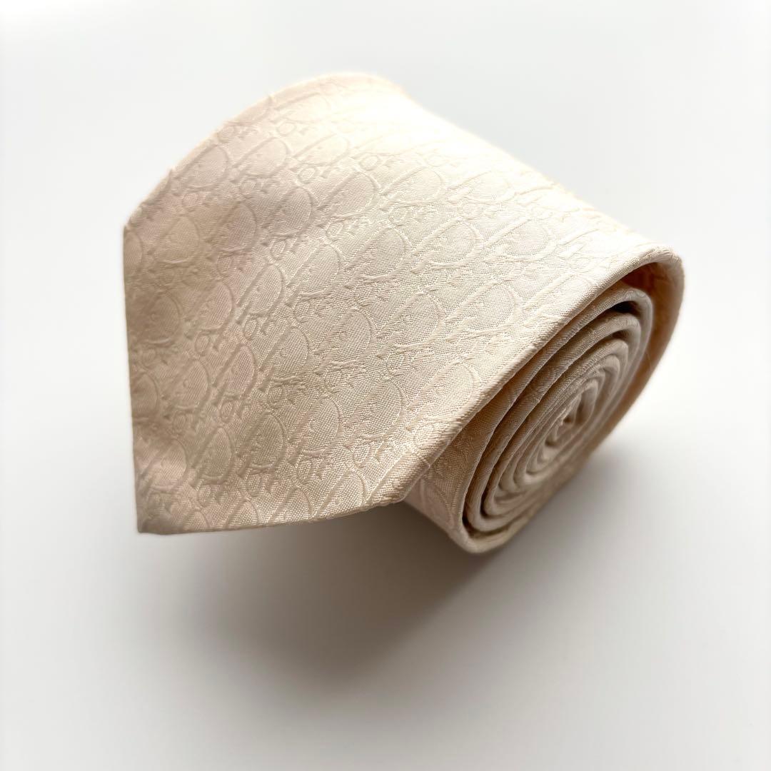 ꧁美品꧂ クリスチャンディオール ネクタイ トロッター オブリーク ホワイト