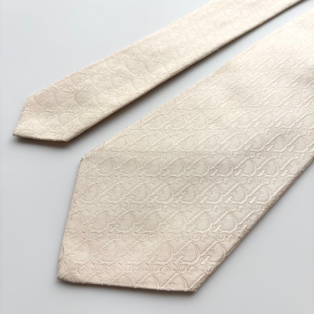 ꧁美品꧂ クリスチャンディオール ネクタイ トロッター オブリーク ホワイト