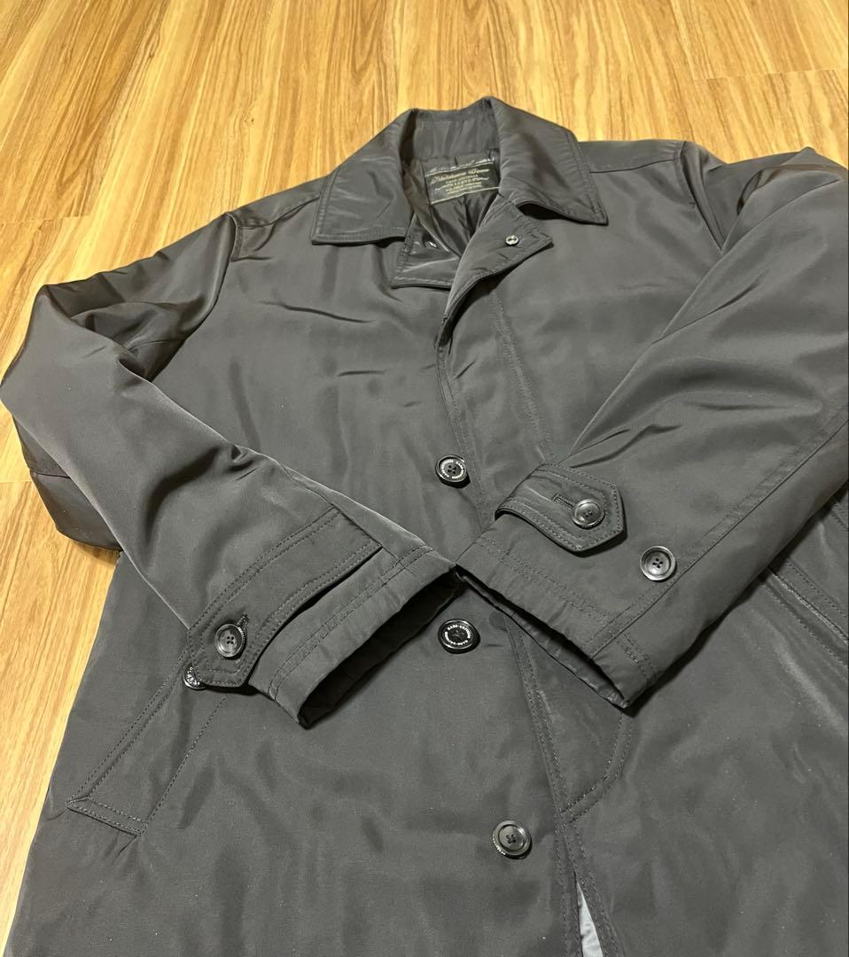 【美品 希少L】 ナノユニバース 西川ダウン ステンカラーコート ジャケット 黒