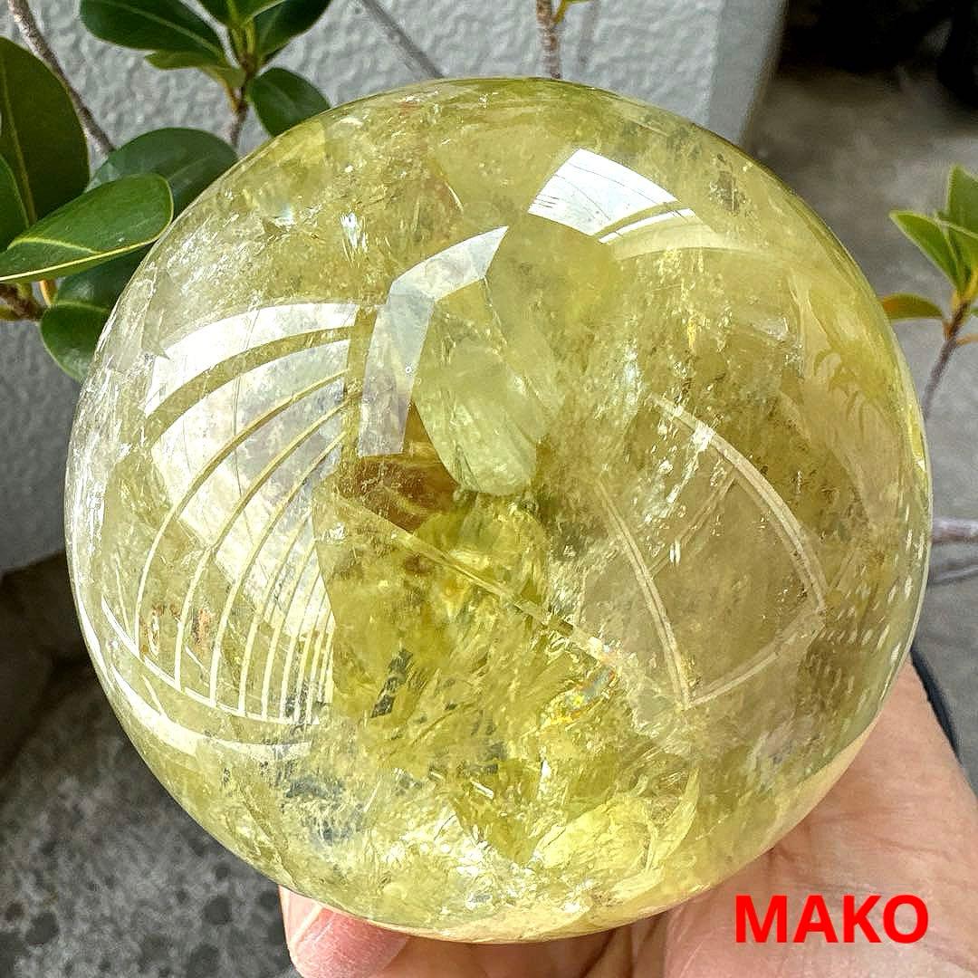 M1833☆シトリン丸玉90mm1.0Kg☆天然石　原石☆N51009