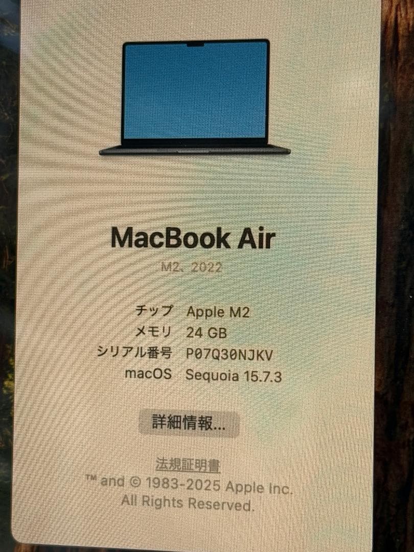 I*h様 Apple M2 2022年 MacBook air 13インチ 24