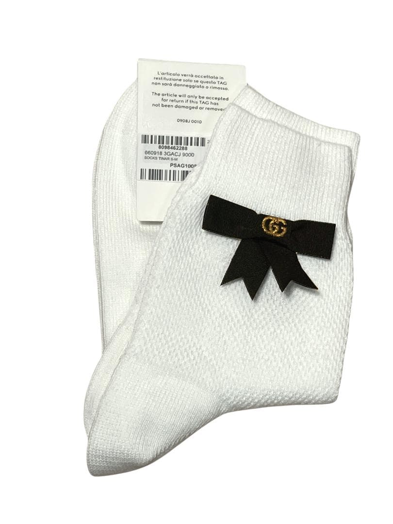 GUCCI グッチ ダブルG リボン コットンソックス Mサイズ 新品 未使用