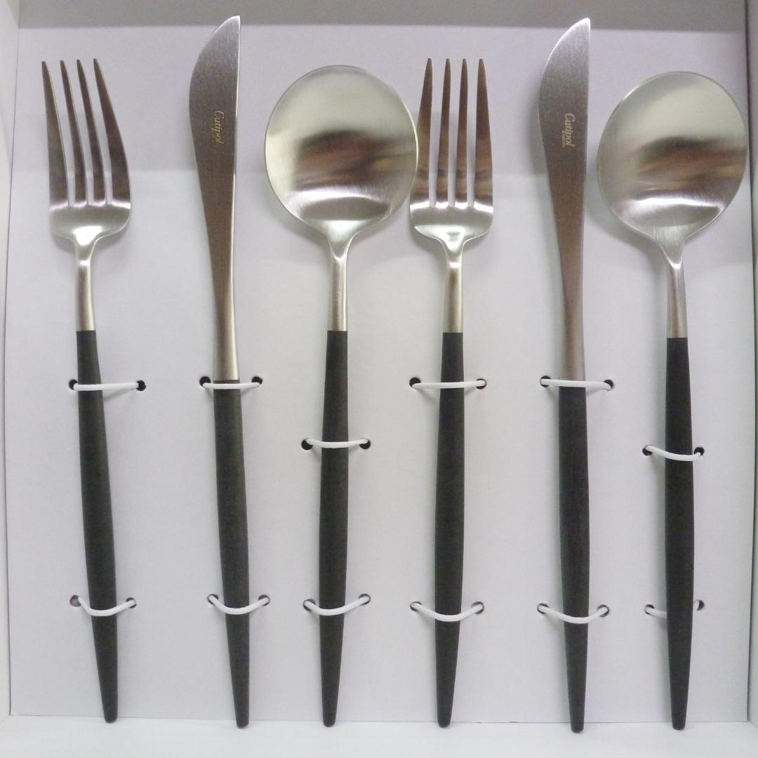 Cutipol クチポール GOA シルバー×ブラック ディナー 6本セット ②