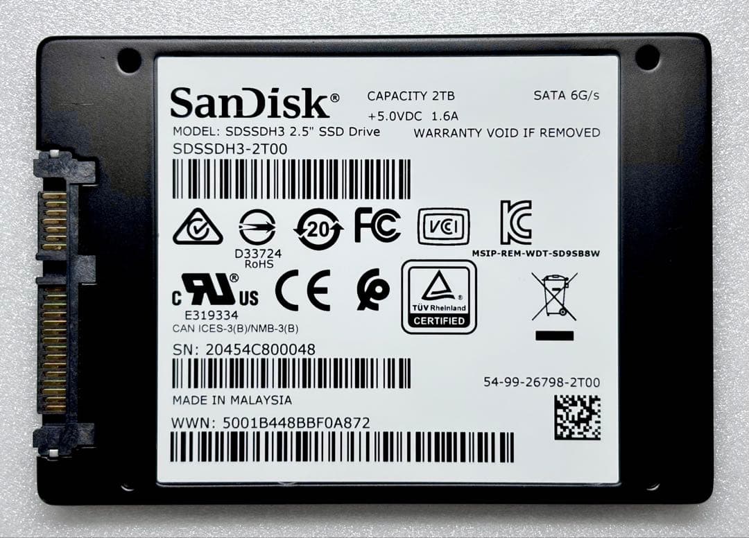 SanDisk 2TB SSD SDSSDH3-2T00 2.5インチ