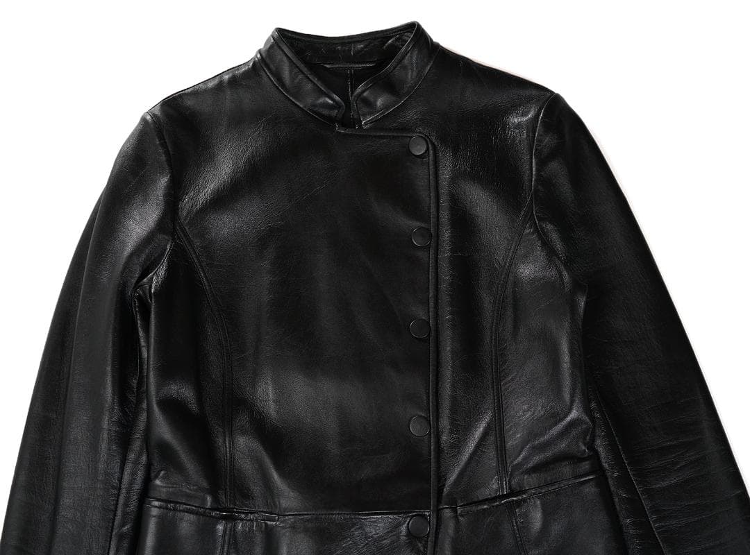 2013 EMPORIO ARMANI ラムレザー コート ブラック レディース