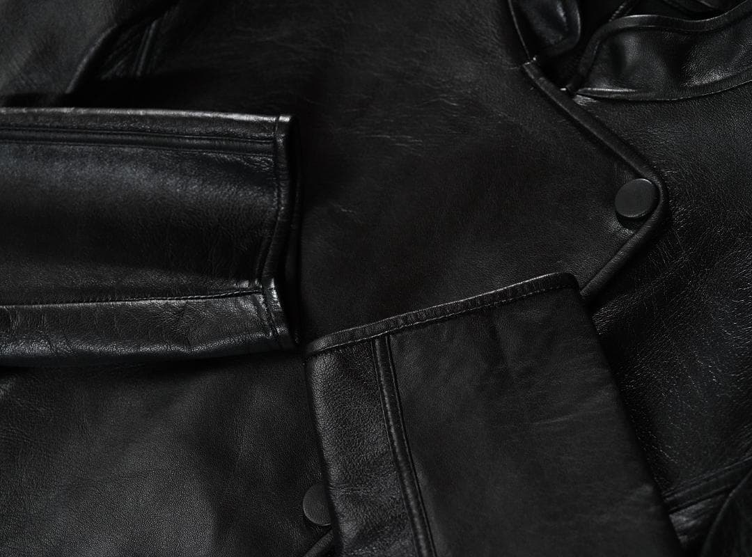 2013 EMPORIO ARMANI ラムレザー コート ブラック レディース