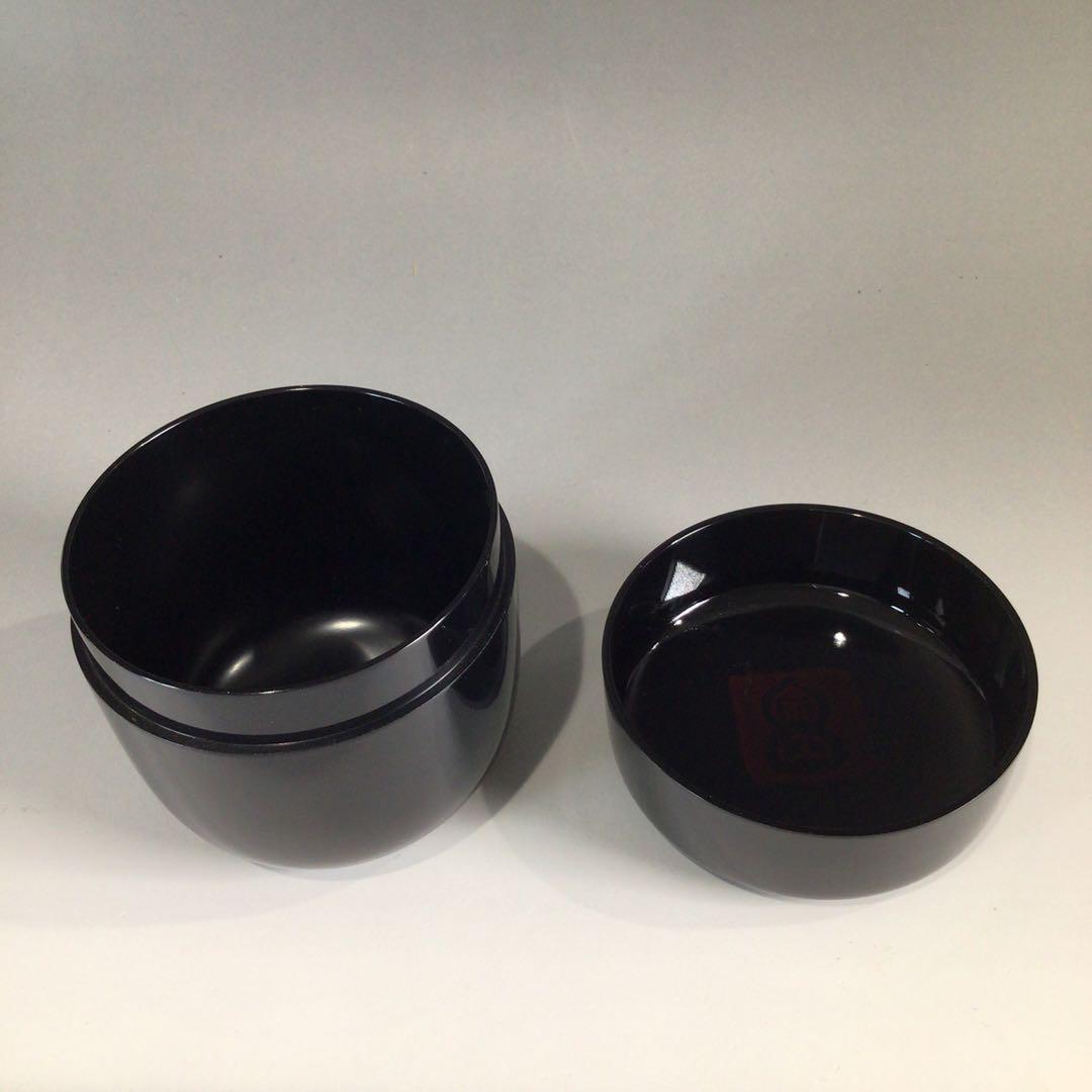 Ｐ７２０　棗　『円後渓石作』『黒漆塗』『菊桐蒔絵』『大棗』　共箱　茶道具