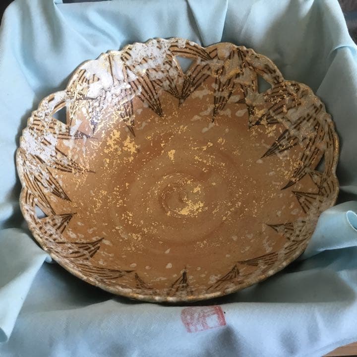 鉢　金彩雪笹　貴古窯　供箱　供布　京焼