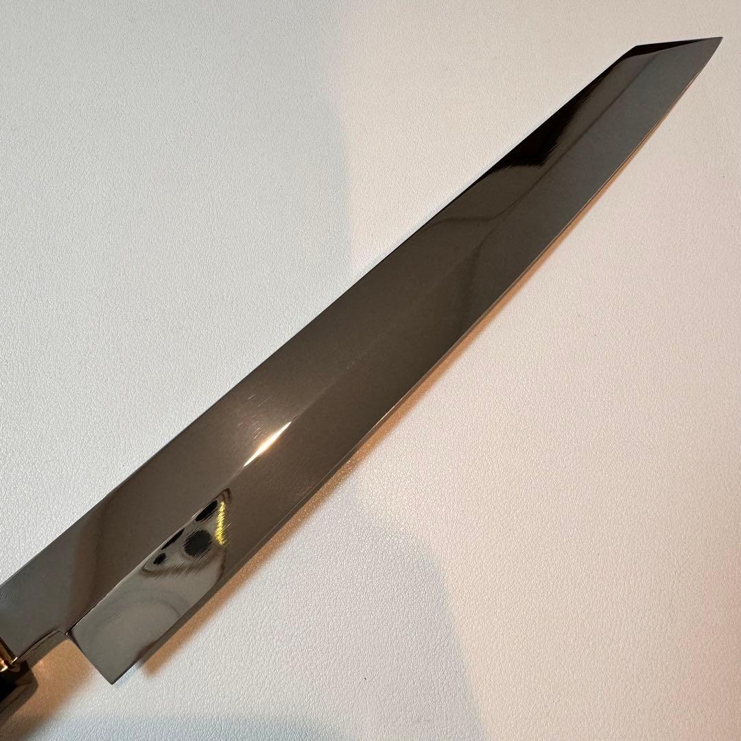 270mm 切付柳刃包丁 鏡面　黒檀八角柄 刺身包丁 「全鋼」