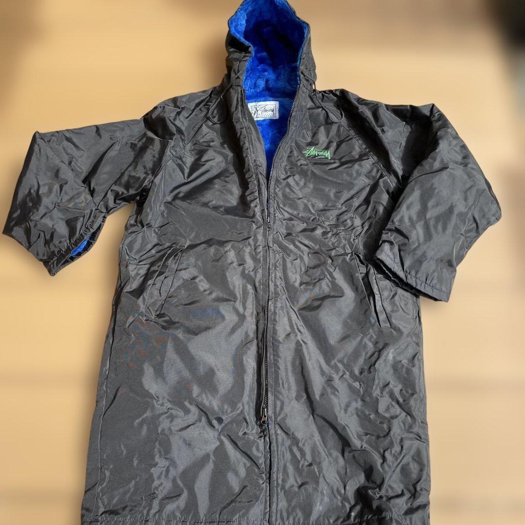 STUSSY‼️80年代‼️フード付きベンチコート 黒 当時試着程度‼️ 長期保管‼️‼️