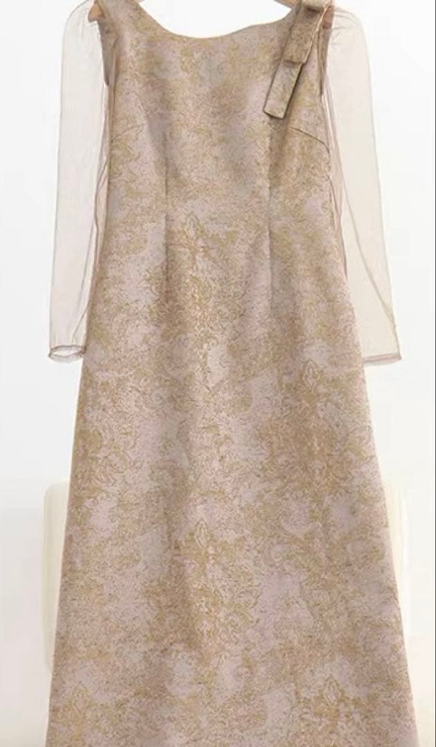 ワンピース LE'RURE Shoulder ribbon jacquard dress