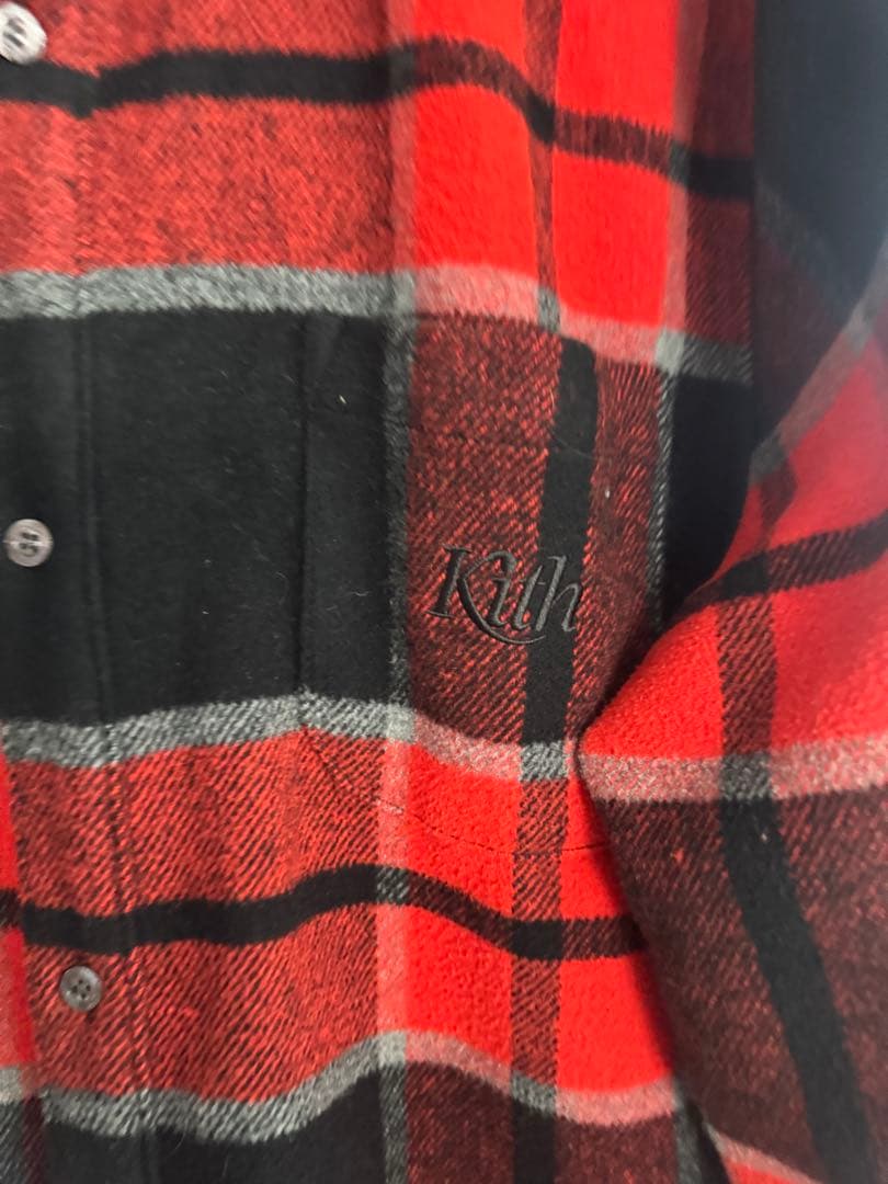 Kith レッド ブラック ネルシャツ XXL
