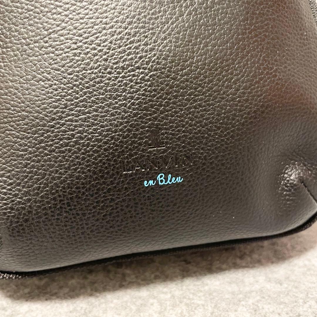 【未使用級】　ランバンオンブルー　ボディバッグ　レザー×ナイロン　黒