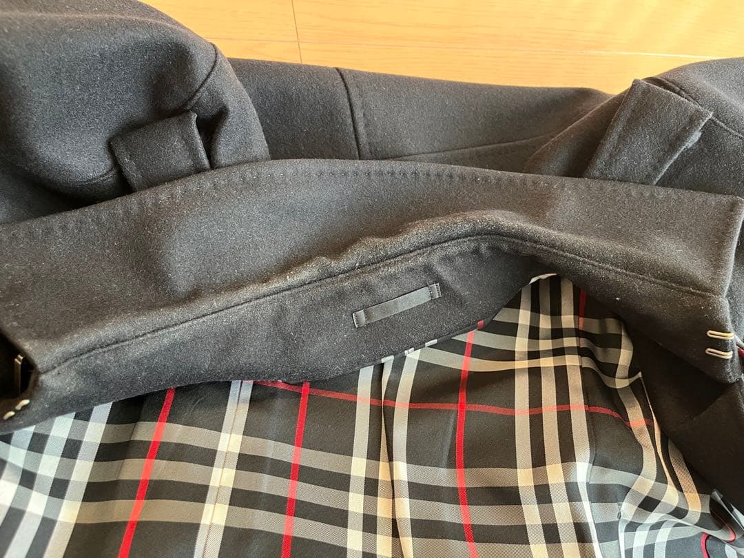 バーバリーブラックレーベル黒カシミア入りトレンチコート