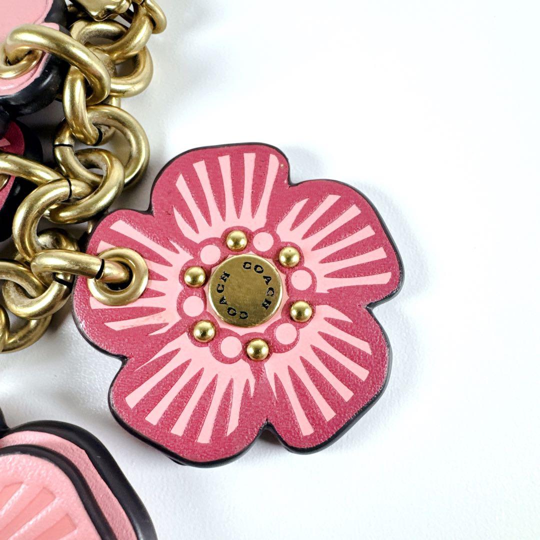【希少 美品】 COACH コーチ チャーム キーホルダー ティーローズミックス