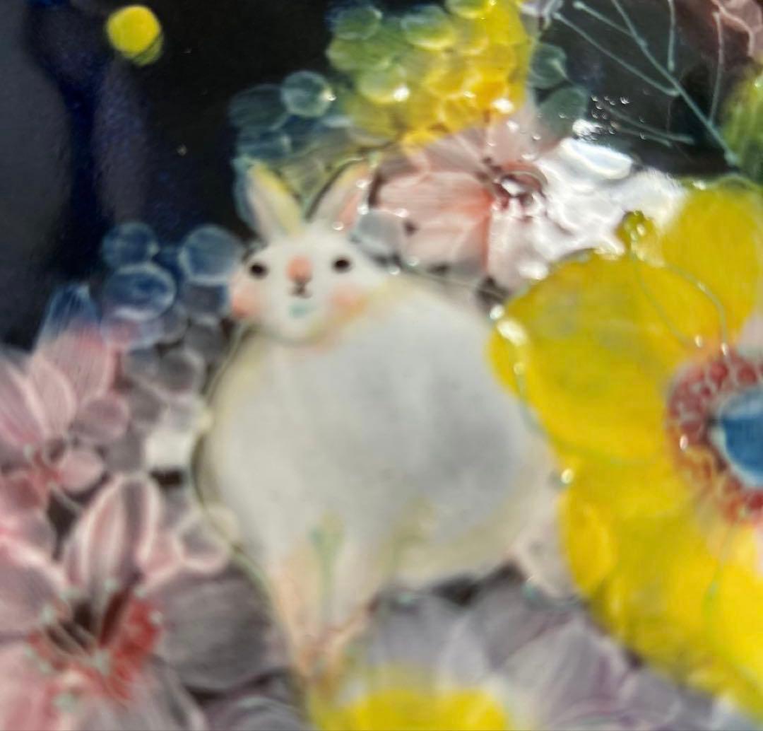 作家　陶芸作家　野村晃子　うさぎと花　飾り皿　銘々皿　ゆずりは工房　うさぎ好き