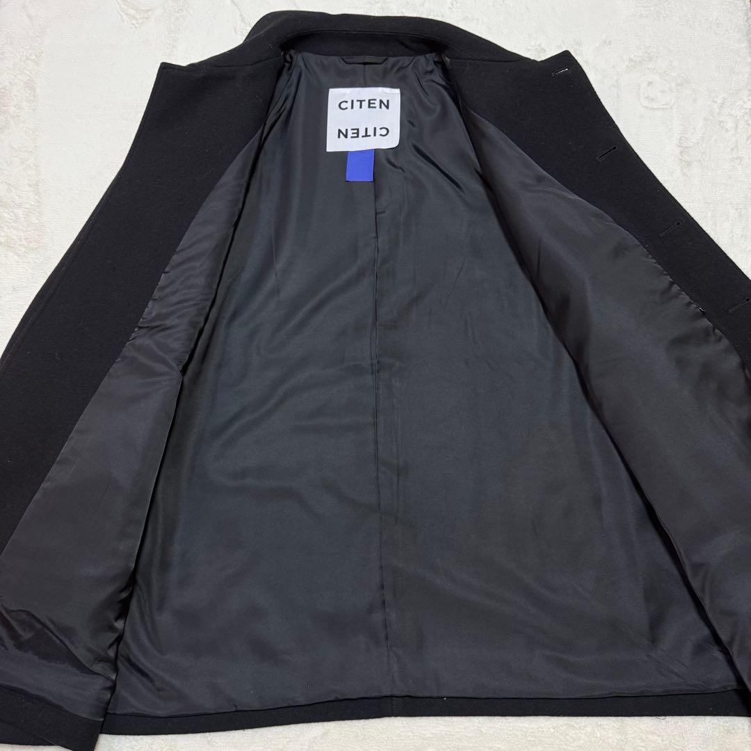 【極美品】CITEN ウール　バルカラーコート　黒　Freeサイズ　ハーフコート