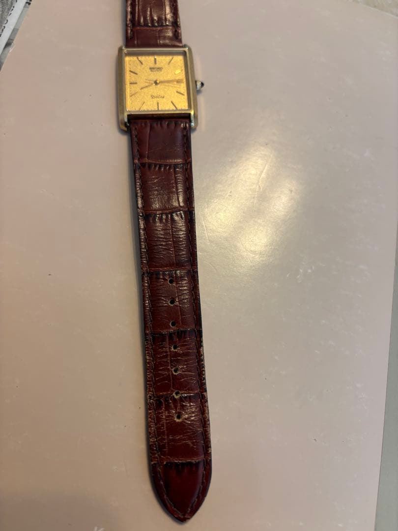セイコー　ドルチェ　ブラウンレザー クォーツ腕時計 長方形