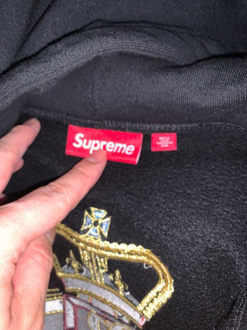Supreme Crest Zip Up Hooded 黒　BLACK L