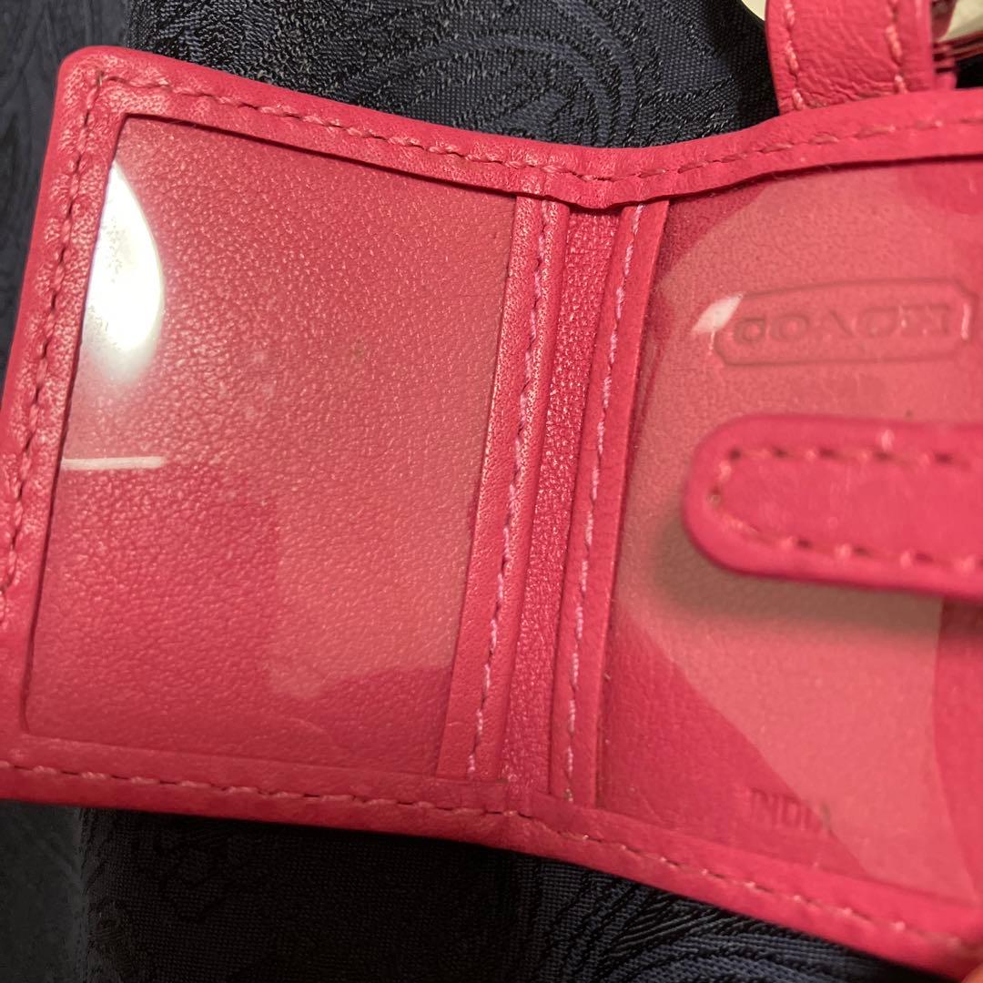 COACH キーリング　キーホルダー　フォトフレーム　チャーム　フラワー　ピンク