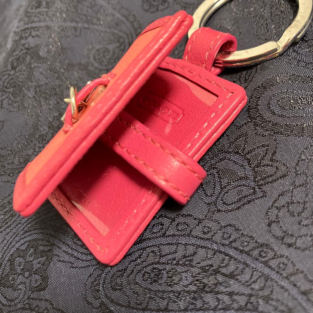 COACH キーリング　キーホルダー　フォトフレーム　チャーム　フラワー　ピンク