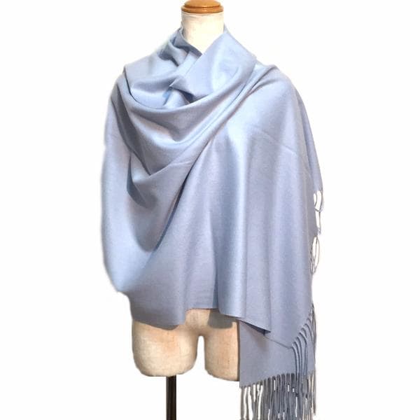 ラスト1枚値下70㎝×200超大判 100% カシミヤストールマフラーSAX新品