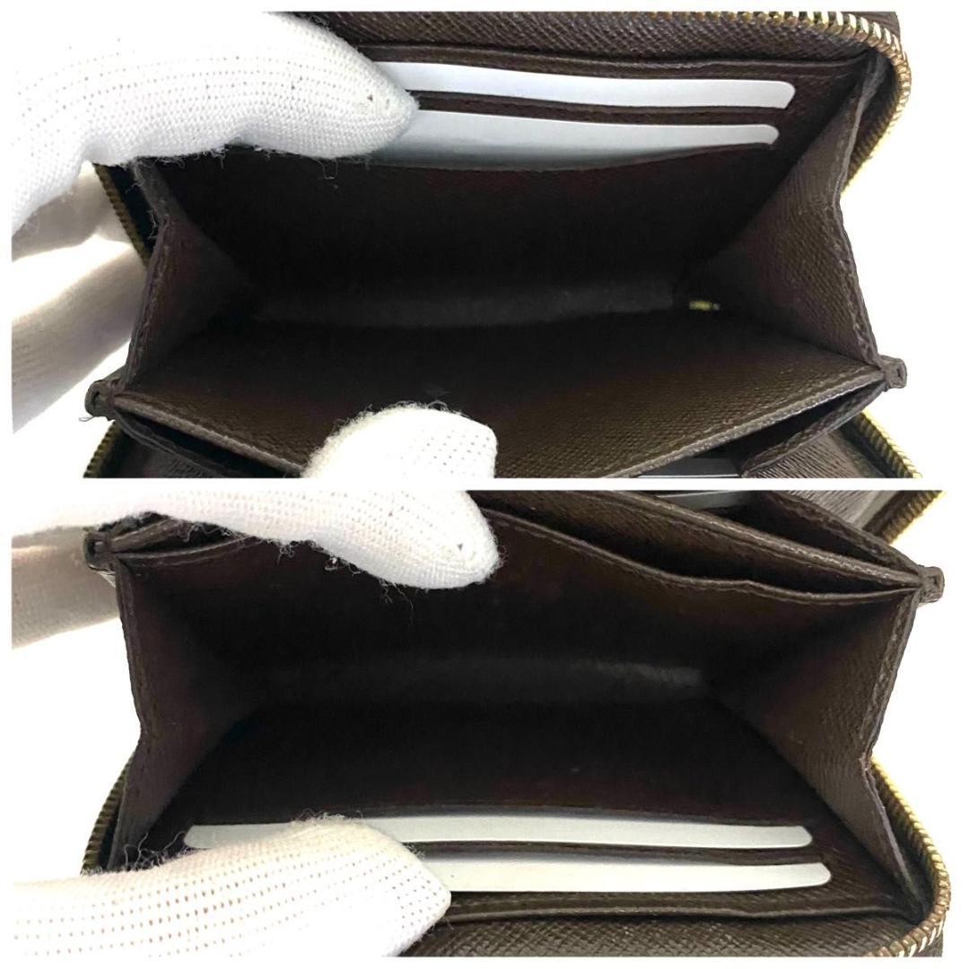 ルイ ヴィトン◎ダミエ パース エベヌ ラウンドファスナー 小銭入れ 茶色