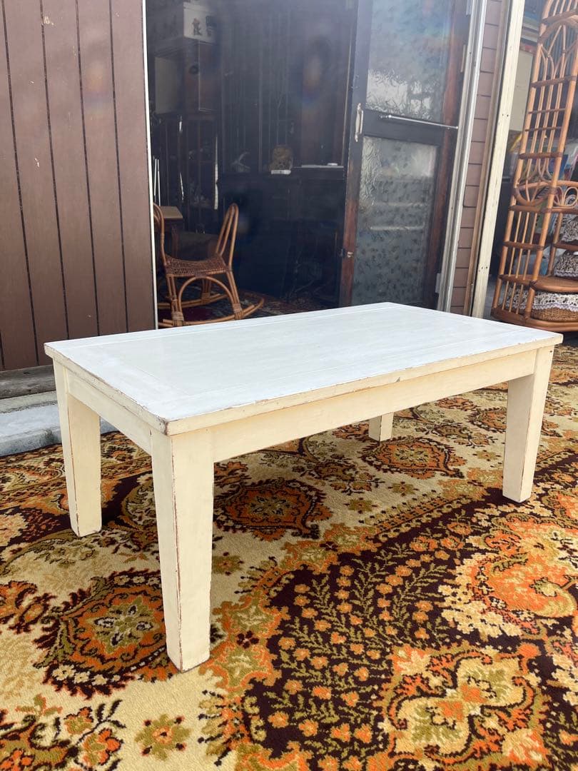 センターテーブル ローテーブル 座卓 ホワイト 白 インテリア 昭和レトロ