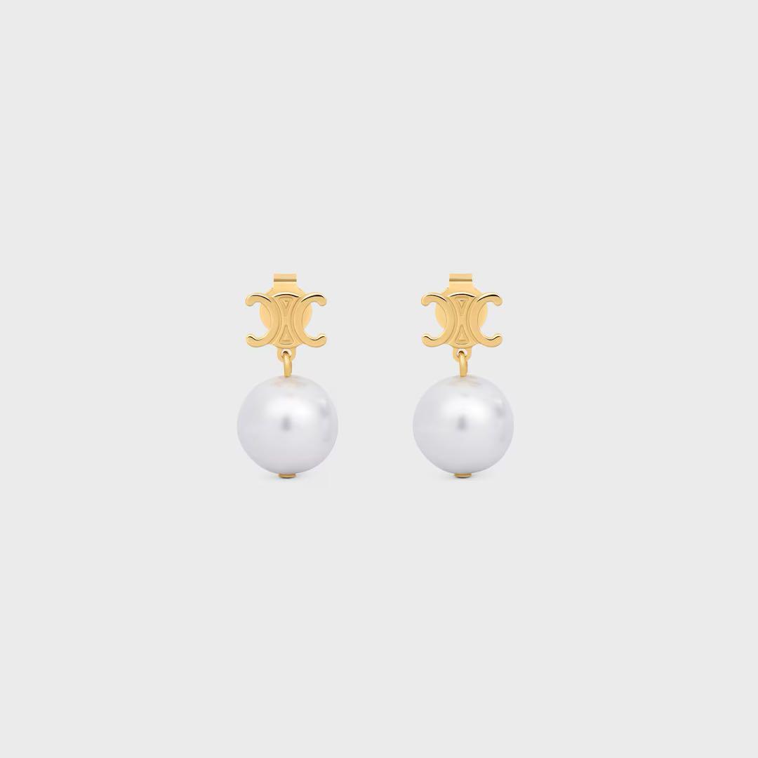 レ・パール CELINE ピアス / ゴールドフィニッシュ ブラス＆ガラスパール