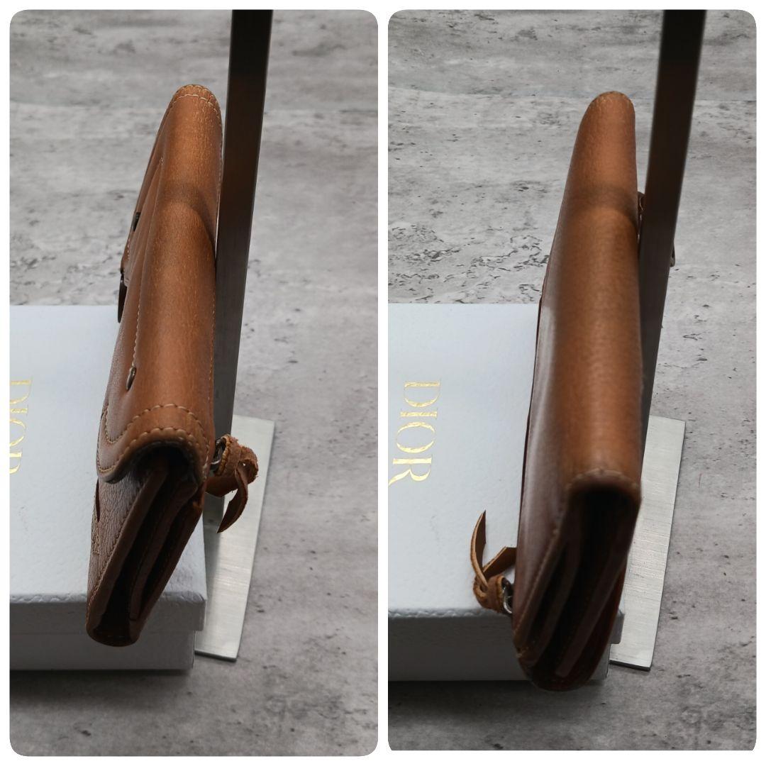 ✨美品✨ ディオール レザー サドル トロッター 三つ折り 長財布 ブラウン
