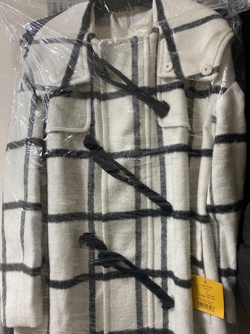 pinueロングダッフルコート(チェック)