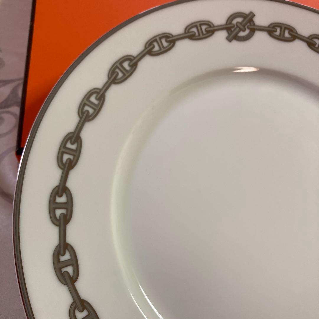 美品 HERMES シェーヌダンクル プレート 27cm プラチナ